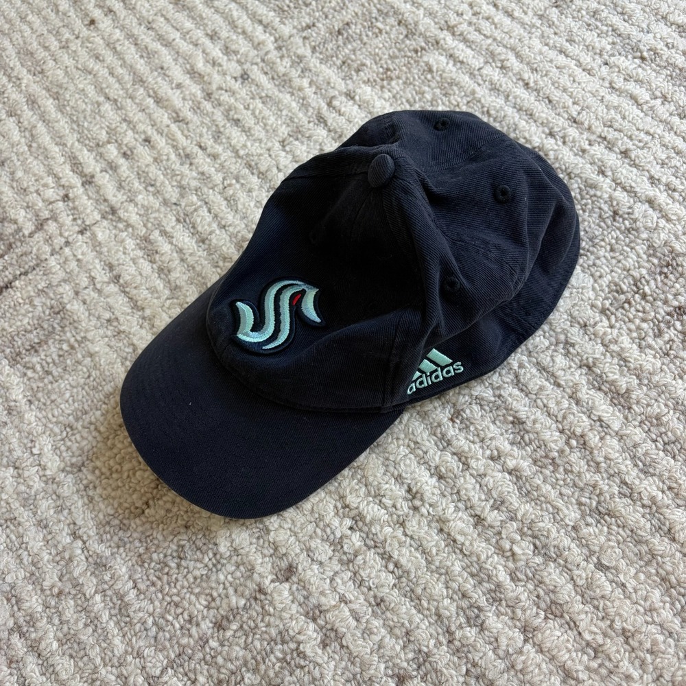 Adidas Seattle Kraken NHL Black Embroidered Logo Hat L/XL Hockey Cap
